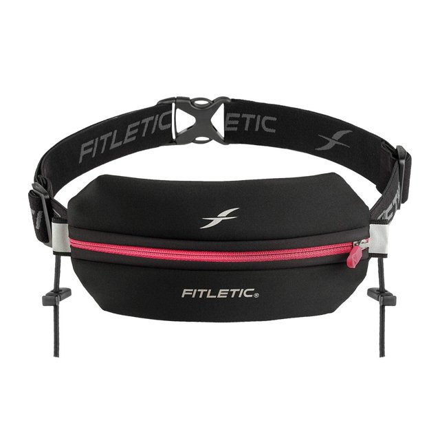 Cinturón de Carrera Fitletic Neo Rosa Negro con Diseño sin Rebote para Maratón y Trail