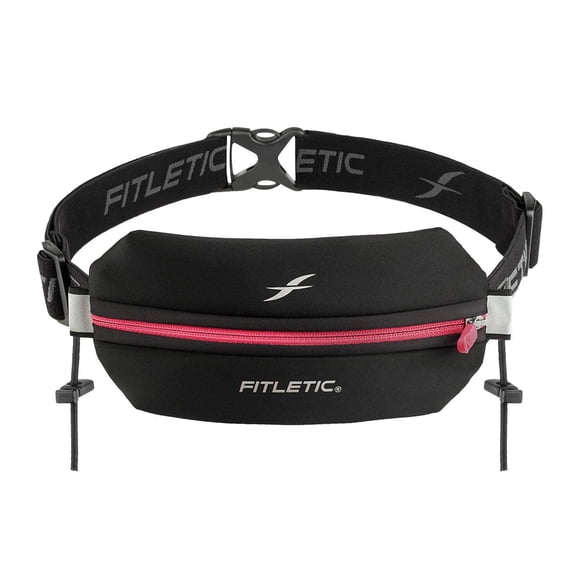 Cinturón de Carrera Fitletic Neo Rosa Negro con Diseño sin Rebote para Maratón y Trail