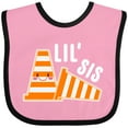thumbnail image 3 of Inktastic Lil Sis with Construction Cones Girls Baby Bib, 3 of 4