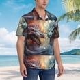 thumbnail image 3 of Pofeuu White And Red Storm Dragon Print Hawaiian Shirt for Men Sleeves Casual Button Down Summer Beach Dress Shirts T-Shirts,XX-Large, 3 of 7