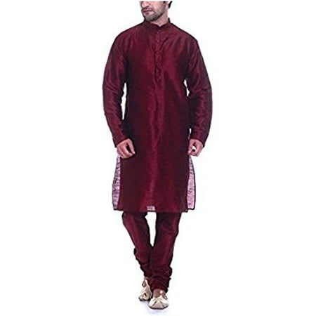 

Royal Kurta Men s Luxury Art Silk Blend Occasional Kurta Churidar Set Red