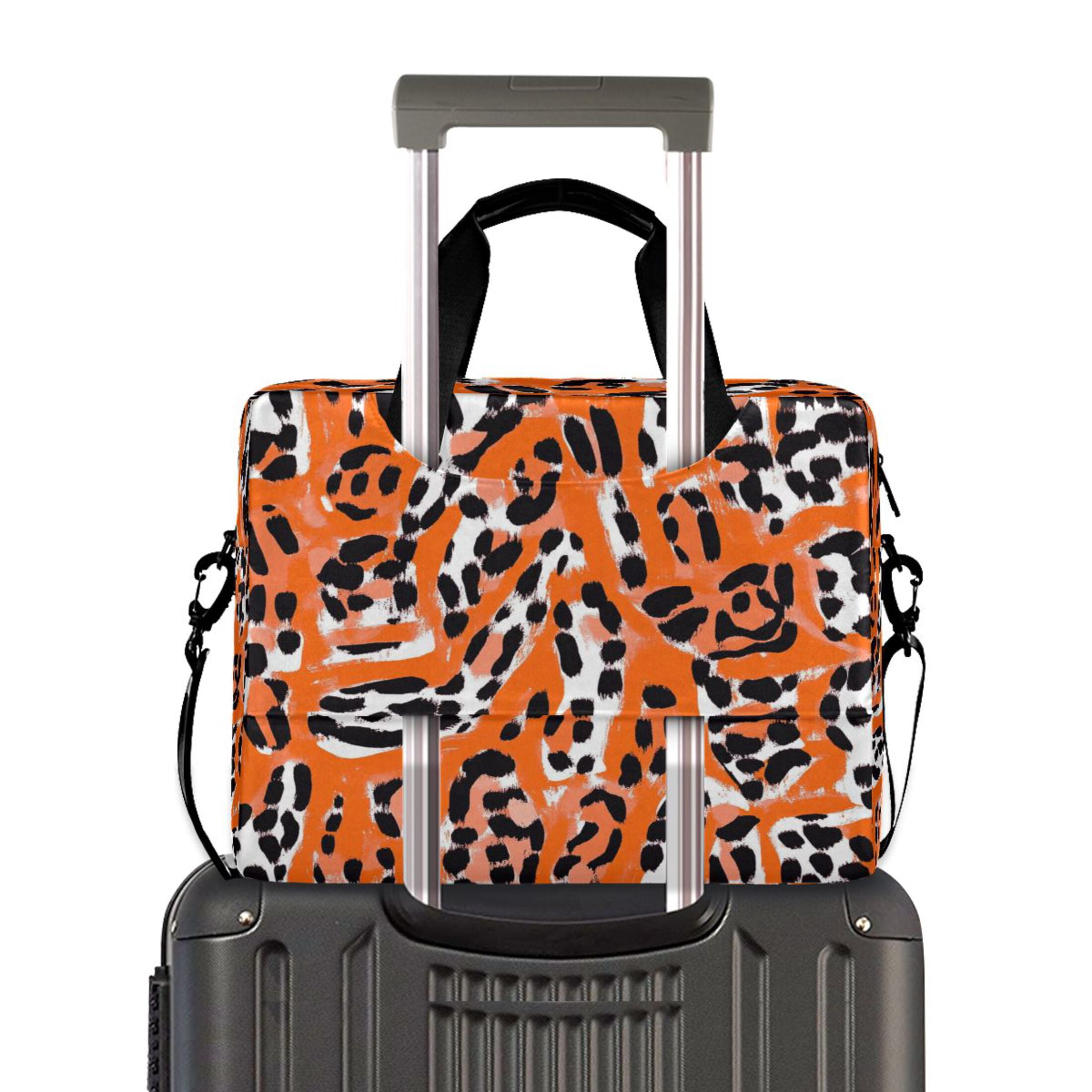 16" Laptop Tote Bag Laptop Sleeve Case Computer Briefcase for Work & Travel Orange Leopard Print