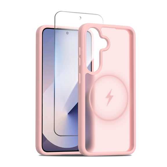 Allytechgroup Slim Fit Galaxy A16 5G Case with Screen Protector, Compatible with Magsafe Transparent Matte Back Cover Shockproof Phone Case for Samsung Galaxy A16 5G 6.7", Pink