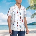 thumbnail image 3 of Balery Nautical Lighthouse Sailboat Camisas hawaianas de manga corta para hombre, camisas playeras de corte holgado, camisas de vacaciones con botones,3X-Large, 3 of 7