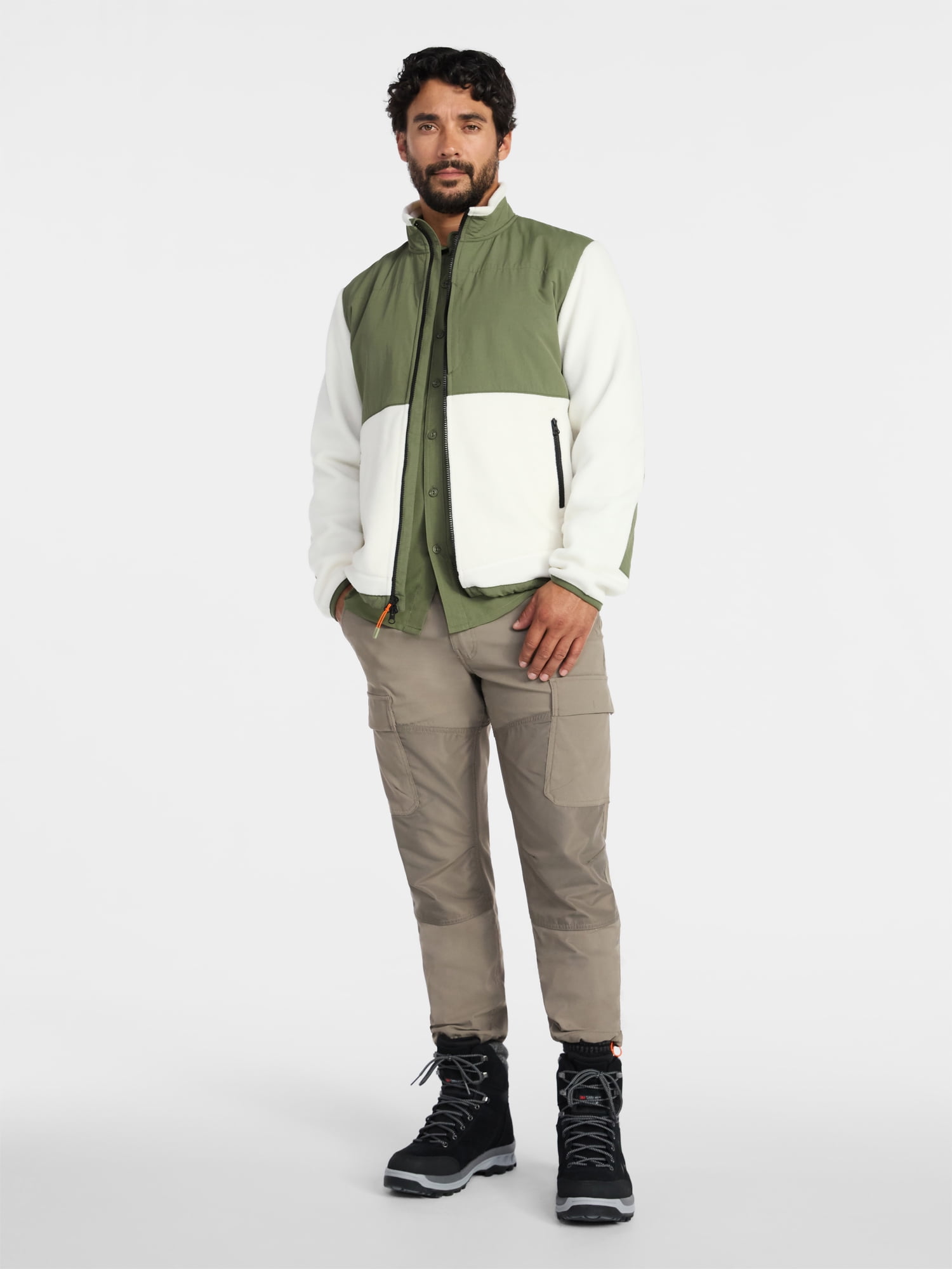 Ozark Trail Men's and Big Men's Mix Media Fleece Jacket, Sizes S-3XL