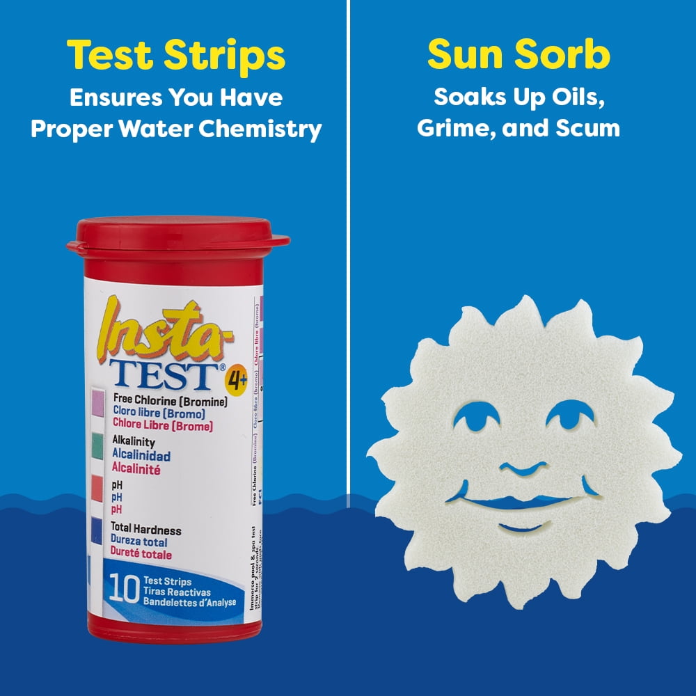 In The Swim Spa Water Balance Kit - Featuring: pH Plus and Minus, Calcium Hardness Increaser, Alkalinity Increaser, Water Test Strips, and Spa Sorb KSPABAL01AZ