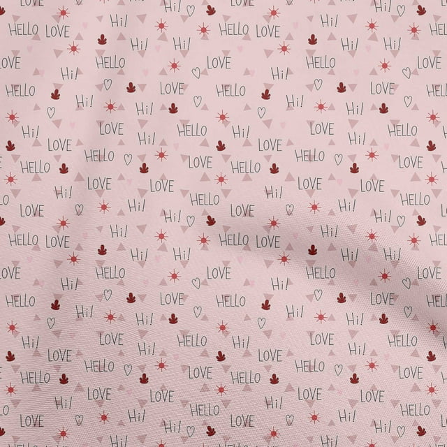 oneOone Rayon Light Pink Fabric Text Fabric For Sewing Printed Craft Fabric By The Yard 56 Inch Wide