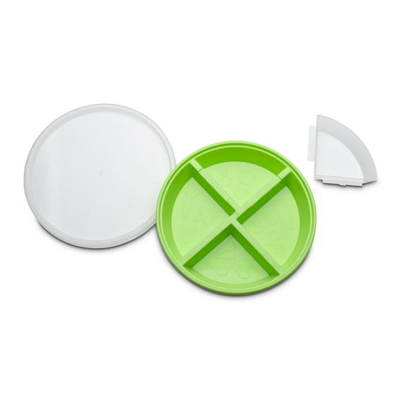2 Pack Stackable Portion Plate with Lid- Green/Orange