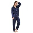 Silk Satin Pajama Sets for Women Long Sleeve Button Down Pajama Set 2