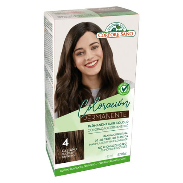 Corpore Sano Permanent Hair Color with SESAME, SUNFLOWER AND VEGETABLE  KERATIN (No PPD. AMMONIA, RESORCINOL, PARABENS) 4-Chestnut 