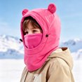 thumbnail image 2 of Lispipm Kids Ski Balaclavas for Boys Girl Cute Bear Ears Adjustable Warm Hood Neck Gaiter Toddler Windproof Skiing Sports Hat Pink 4-9 Years, 2 of 7