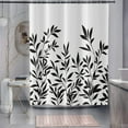 thumbnail image 3 of Black and White Floral Shower Curtain, Black White Modern Abstract Watercolor Eucalyptus Leaves Waterproof Fabric Shower Curtain for Bathroom Set with 12 Hooks, 3 of 6