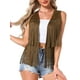 thumbnail image 1 of INSPIRAR CHIC Chaleco de Mujer con Flecos, Abierto, Estilo Occidental, Vintage, de Ante Sintético, con Borlas, Color Marrón, Talla XS, 1 of 6