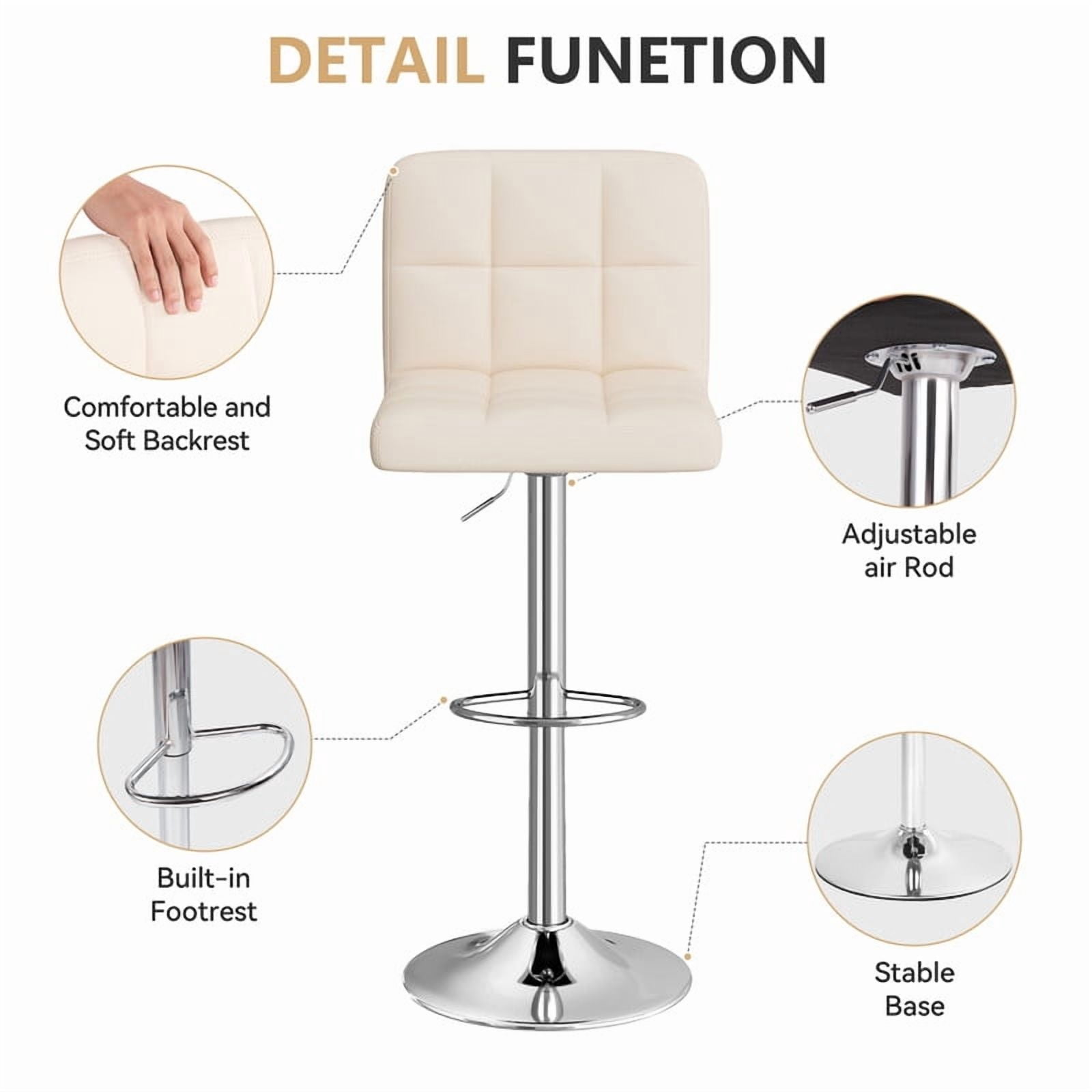 Daluvenix Swivel Bar stools set of 2 Modern PU Leather Barstools with Midback, Adjustable Counter Height Bar Chairs for Kitchen Island, Beige