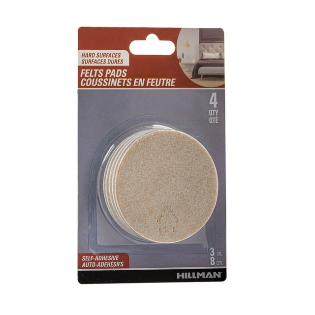 FELT PADS 3" OATMEAL 4PC