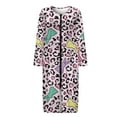 thumbnail image 3 of Yuyamidu Easter Long Sleeve Bathrobe for Women Lightweight O Neck Robes Pink Leopard Print Long Zippered Bath Robe Rabbit Dressing Gown Ladies Sleepwear Pajamas Size 3XL, 3 of 7