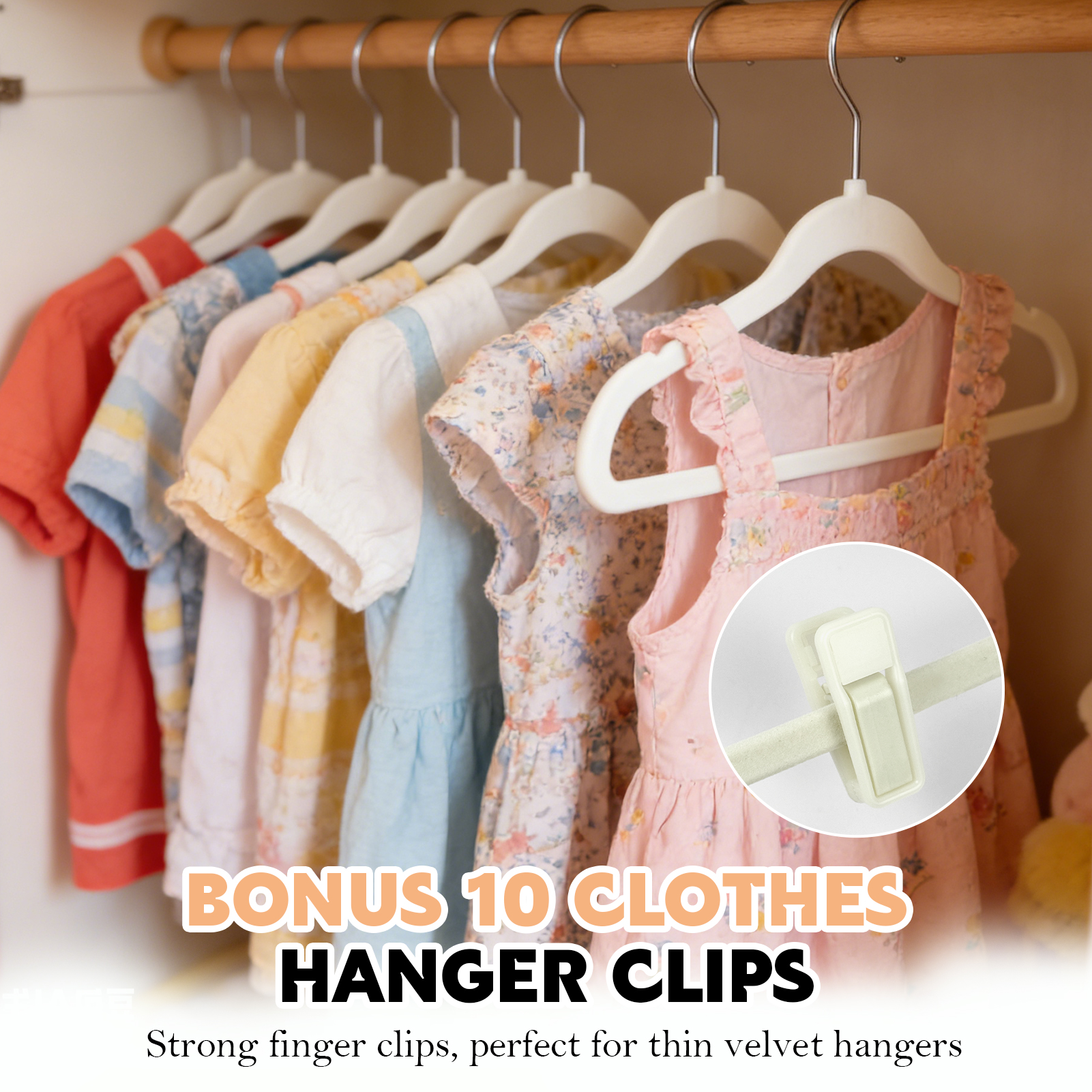 Allhall 30 Pack Velvet Baby Hangers, 11" Ultra-Slim Kids Clothes Hangers with 10 Clips, Non-Slip Felt, Space-Saving Nursery and Infant Closet Organizer