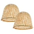 thumbnail image 4 of 2 pantallas de lámpara de bambú tejido, estilo rústico, para lámpara colgante., 4 of 8