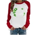 thumbnail image 1 of Bowake Chandail en Molleton pour Femmes St. Patrick's Day 2024 Imprimé Col Rond Manches Longues Raglan Hauts Décontractés Pull Ample Blouse, 1 of 4