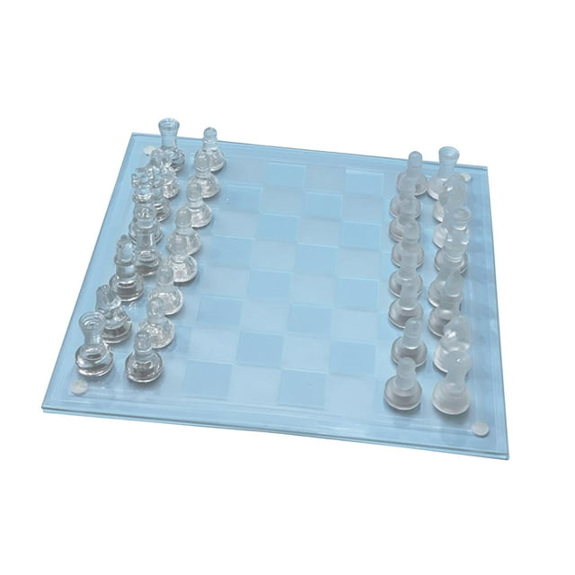 Glass Chess Game, Crystal Chess Board, Adults Play Set, Frosted Chess Board Set, Classic Strategy Game for Party, Interaction Activity Festival
