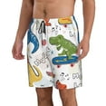 thumbnail image 2 of Kll Dinosaur Listening To Music Men'S Casual Summer Beach Shorts Hawaiian Shorts With Pockets-Medium, 2 of 9