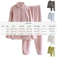 thumbnail image 3 of FDGIU Women's Winter Fuzzy Pajamas Set‌, 2 Piece Cozy Fleece Sleepwear, Loungewear Long Sleeve Top with Pockets, 3 of 3