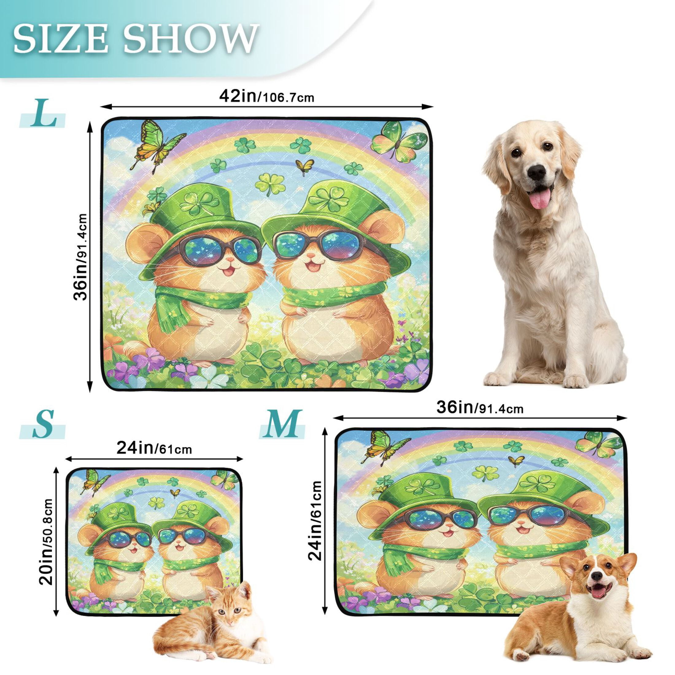 Qxltty St Patricks Hamsters Cat litter Pads Pet Set of 2 Diaper Mats Center Anti-leakage Layer Absorbent Soft and Comfortable