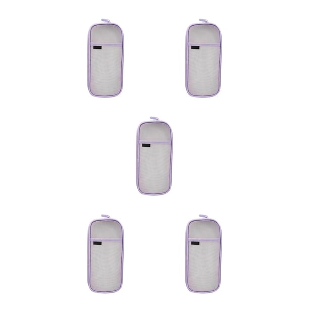 Yuarrent Estuche transparente para lápices, bolsa de malla para bolígrafos, pegatina, contenedor de papelería, bolsa de viaje, regalos de oficina para Púrpura Blanco 5piezas Yuarrent CBP206953