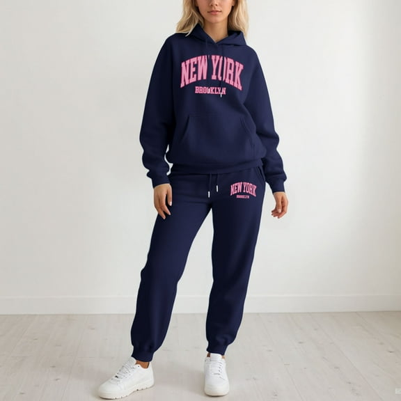 Fall Sets Women 2 Piece Outfits - Long Sleeve Hoodie With Jogger Pants Set Womens Matching Sets Sweat Sets Women