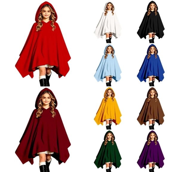Arlun Halloween Hooded Capes for Kids Vintage Festival Solid Color Irregular Hem Dress up Hood Western Cape Court Cosplay Party Fancy Outfits 2026 Yellow S