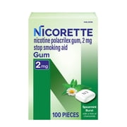 Nicorette Nicotine Gum, Stop Smoking Aids, 2 mg, Spearmint Burst, 100 Count