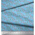 thumbnail image 3 of Soimoi Blue Cotton Poplin Fabric Leaves & Azalea Floral Printed Craft Fabric by the Yard 58 Inch Wide, 3 of 3