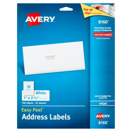 Avery 8160 Easy Peel White Inkjet Address Labels, 750 (Best Price Return Address Labels)