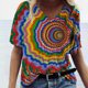thumbnail image 1 of Puntoco Mujeres Casual Impresión Mangas Cortas O-Cuello Camiseta Suelta Blusa tops Puntoco Puntoco-1338, 1 of 9