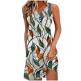 thumbnail image 2 of Dress for Women Plus Size Sleeveless V-neck Printed Loose Casual Dress 1-Multicolor S, 2 of 6