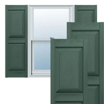 Ekena Millwork 12 in. W x 74 in. H Builders Edge, TailorMade Two Equal Panels, Raised Panel Shutters, Includes Matching Installation Spikes (Per Pair), 028 - Forest Green