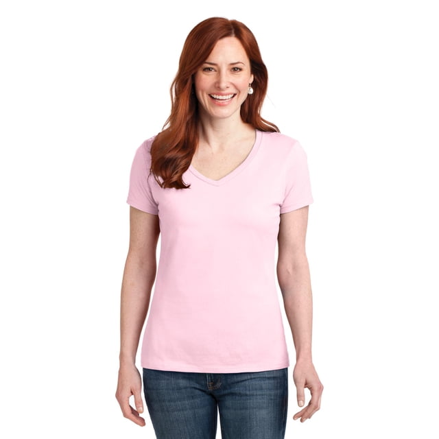 Camiseta Hanes® Ladies Perfect-T de algodón con cuello en V. S04V hanes S04V