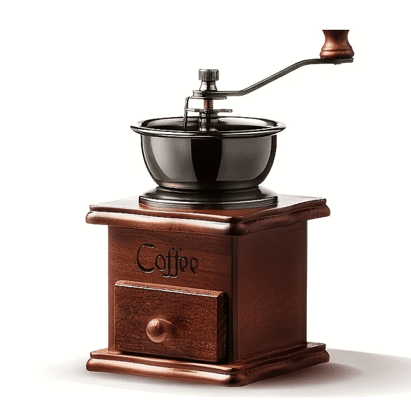 Retro Manual Coffee Grinder - Heavy-Duty Iron Construction with Adjustable Grind Settings