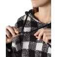 thumbnail image 5 of MeMoi Women's Buffalo Check Cozy Knit Drawstring Hoodie - Womens - Female, S-M, Black-Ivory, 5 of 5