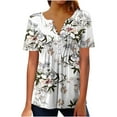 thumbnail image 2 of Yuwull Womens Summer Tops Hide Belly Tunic 2023 Summer Plus Size Tops Short Sleeve T Shirts Cute Flowy Henley Tshirt Casual Dressy Blouses for Leggings, 2 of 5