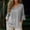 #092-Gray, variant on Roncen Women's V-Neck 3/4 Sleeve Top, Relaxed Fit Blouse with Wooden Buttons & Side Slit