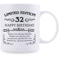 thumbnail image 2 of 32nd Birthday Gifts for Women Men - 11 oz Coffee Mug - 32 Year Old Present Ideas for Mom, Dad, Wife, Husband, Son, Daughter, Friend, Colleague, Coworker (32nd Birthday Gift), 2 of 6