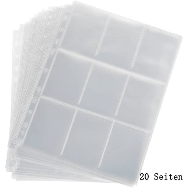 Tarjetas coleccionables con 450 bolsillos, 50 páginas por carpeta comercial vacía de 9 bolsillos, accesorios para tarjetas comerciales neutrales y transparentes