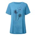 thumbnail image 3 of Askfv Women's Tunic Tops Dandelions Printed Shirt Casual Short Sleeve T Shirts Blouse Tops, 3 of 4