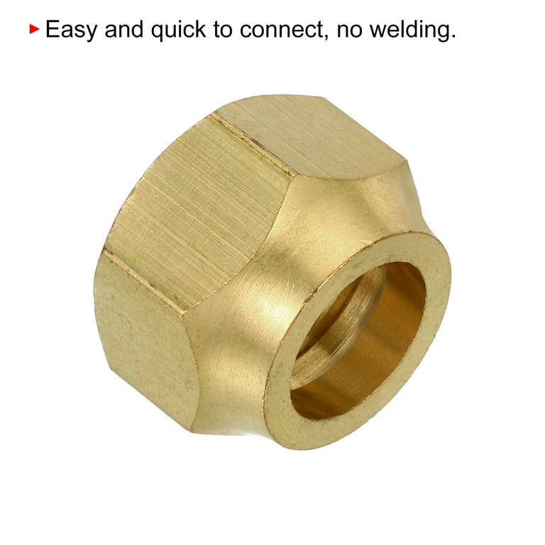Uxcell Brass Flare Cap 1/4 Flare Female Flared Tube Fitting Nut Connector  Adapter for HVAC Air Conditioner 5 Pack
