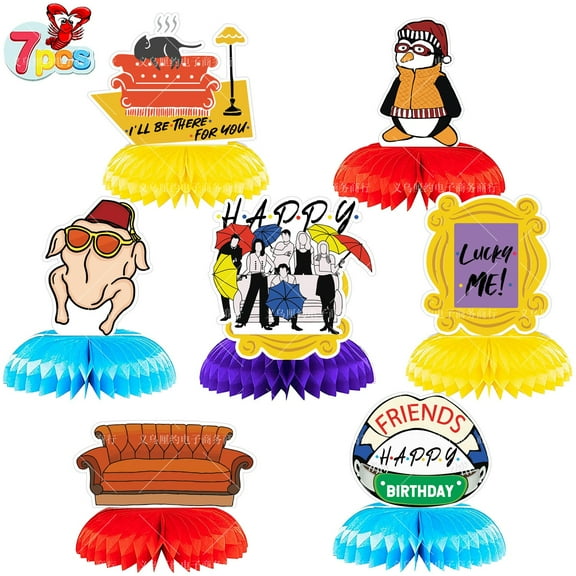 Friends Honeycomb Centerpieces 7pcs Birthday Party Decoration 3D Double Sided Table Decorations Party Supplies