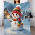 thumbnail image 4 of NIANHE Festive Snowman Sparkler blanket, comfortable and soft, warm casual blanket, printed design, winter sofa dormitory home decoration, must-have travel product. Size is 50x60 inches., 4 of 9