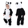 thumbnail image 2 of Otqutp New Born Baby Panda Snowsuit Fleece Fuzzy Onesie Outfit Baby Warm Hooded Romper Toddler Zip up Bodysuit Cozy Clothes, 2 of 9