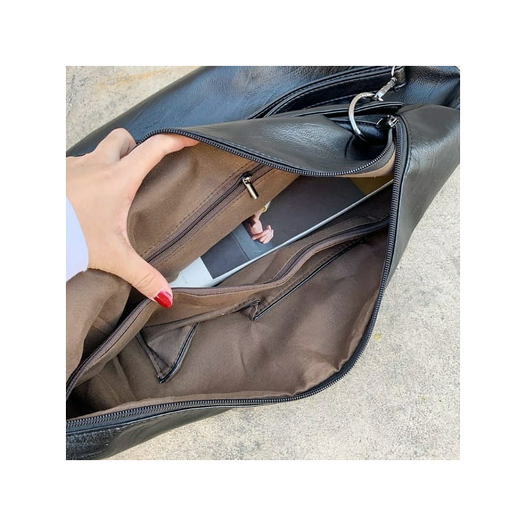 Colisha Large Zipper Waterproof Hobo Bag Black Slouchy Tote Purse for Women  Soft PU Leather Shoulder Crossbody Handbags