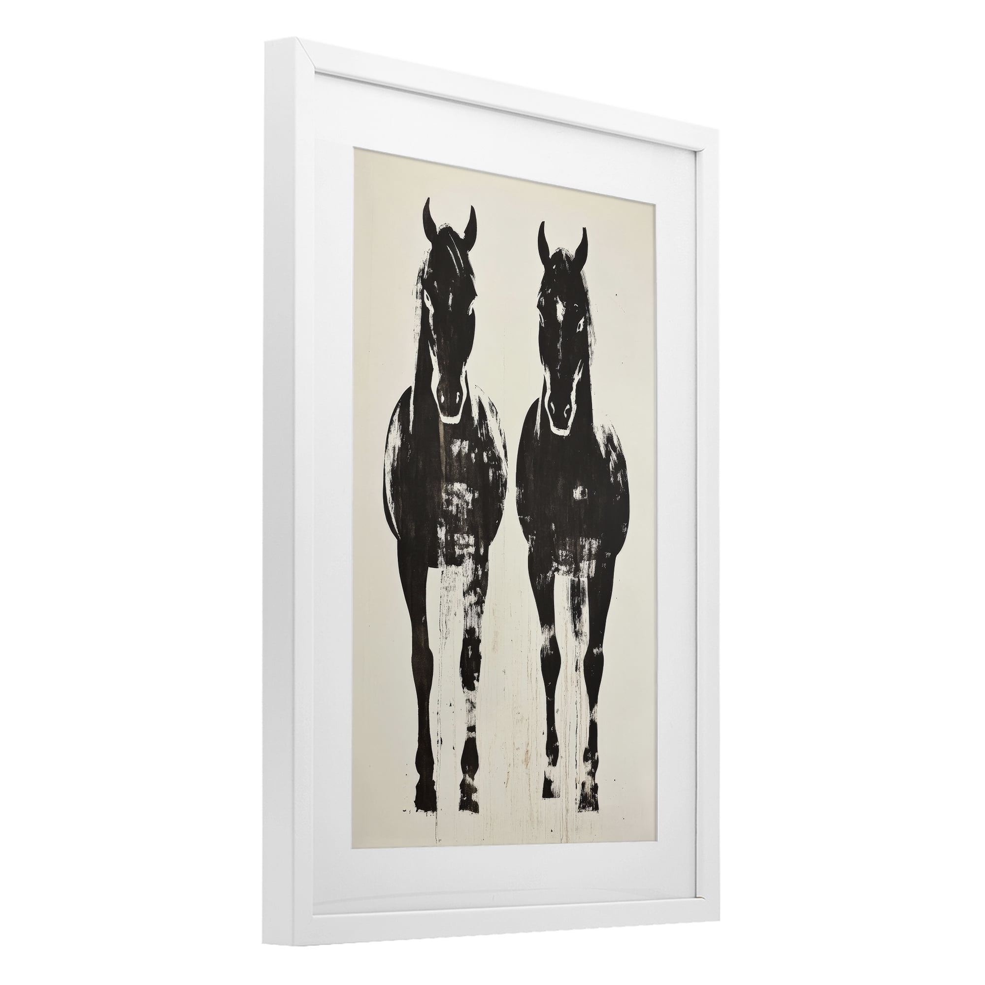 Stupell Industries Silhouetted Horse Couple White Framed Print Under Glass, design by Petal Prints Design